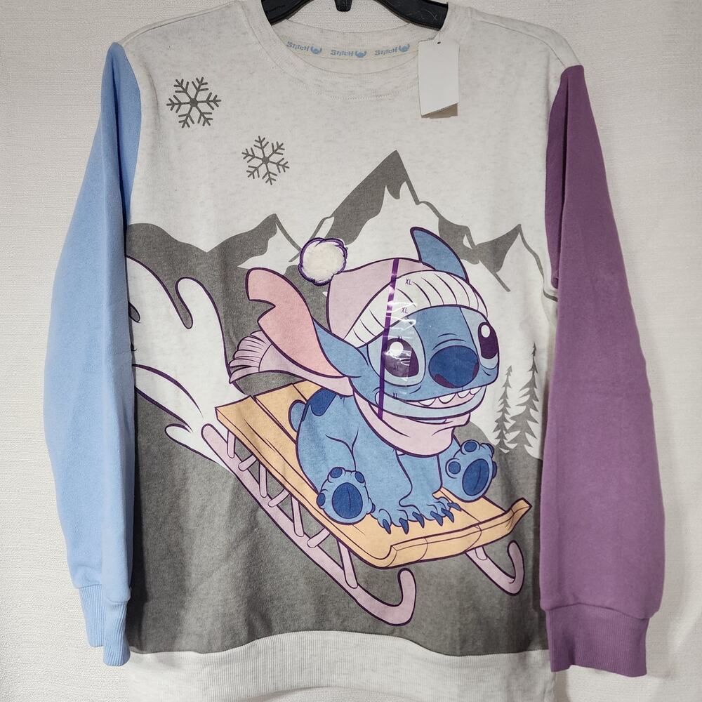 Disney stitch Riding sled sweater kids XL